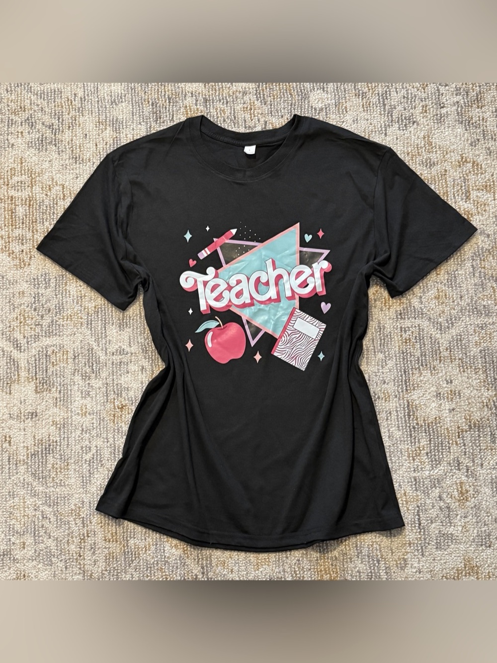 Graphic Teacher Tee in Black Multiple Sizes New